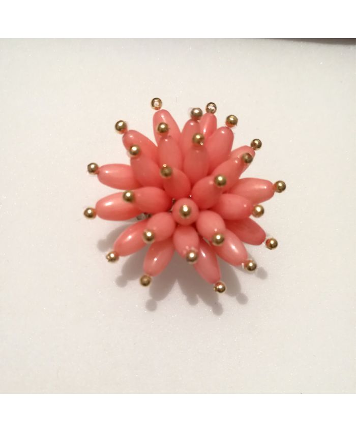 Кольцо из коралла "Астра" розовый 