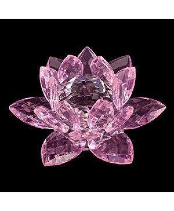 Хрустальный цветок "Лотоса" Фэн-Шуй розовый 100 мм