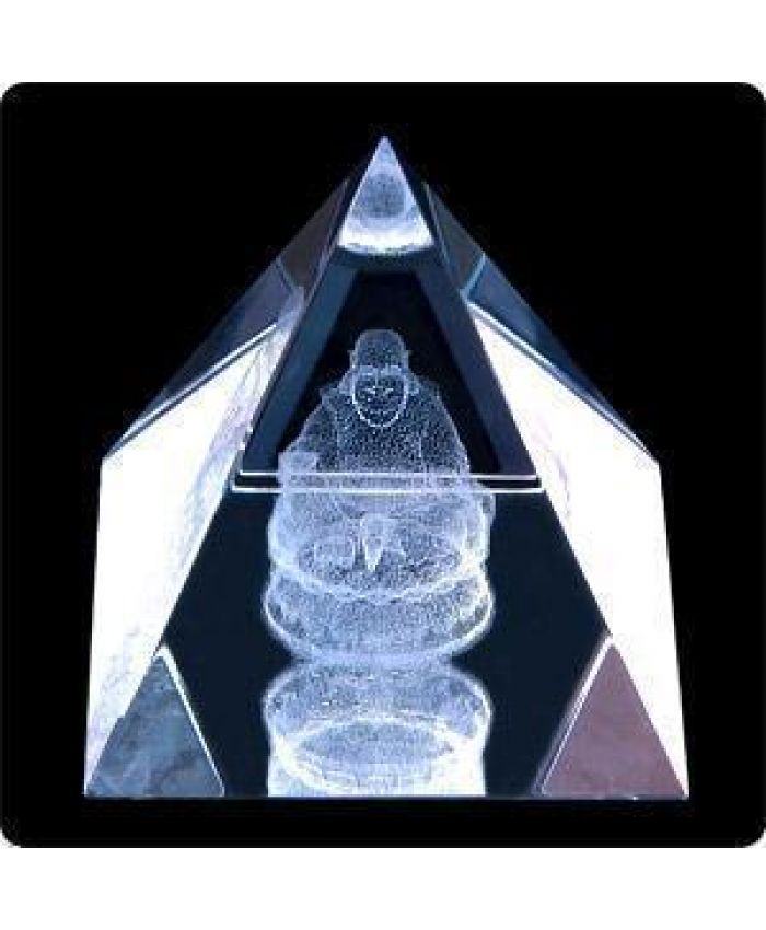 Стеклянная Фигура "Пирамида" с лазерной картинкой "Будда", 50 мм